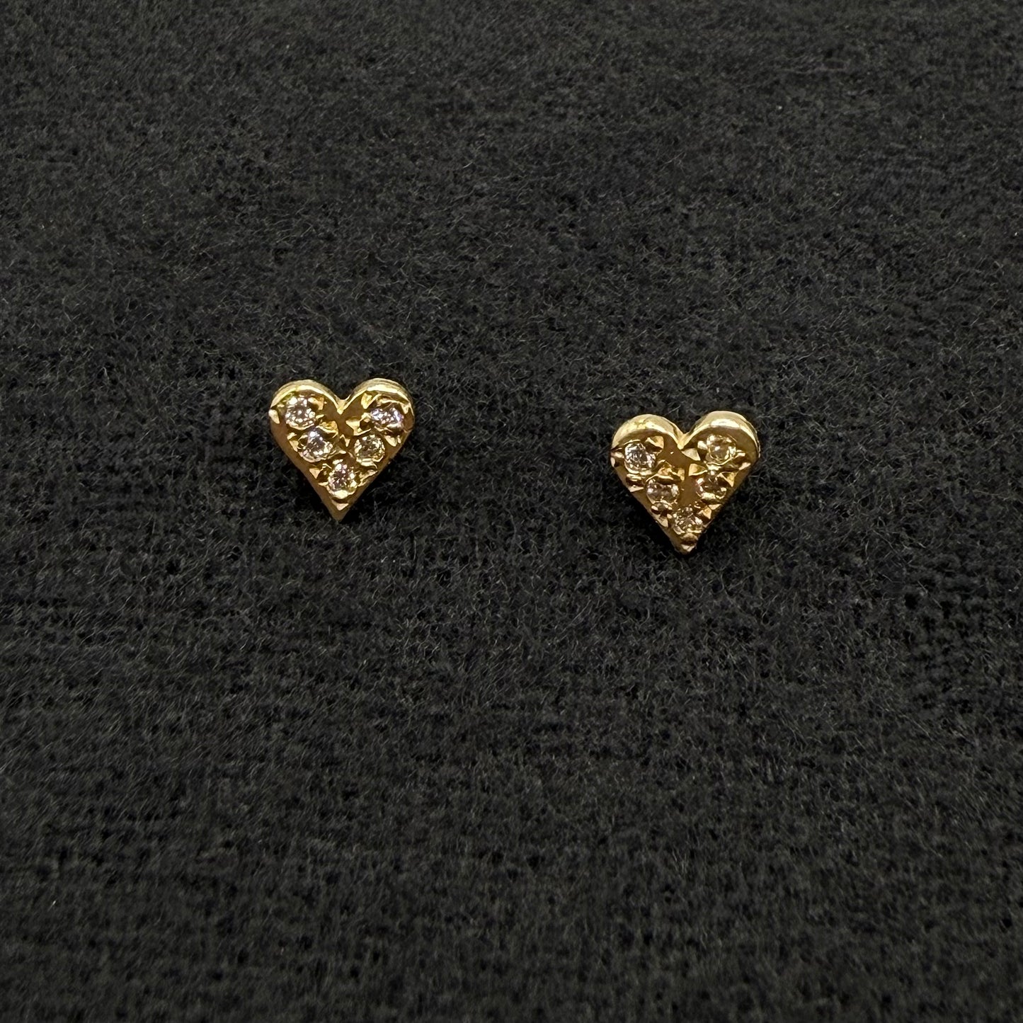 Pave Diamond Heart Stud - 14 Karat Gold