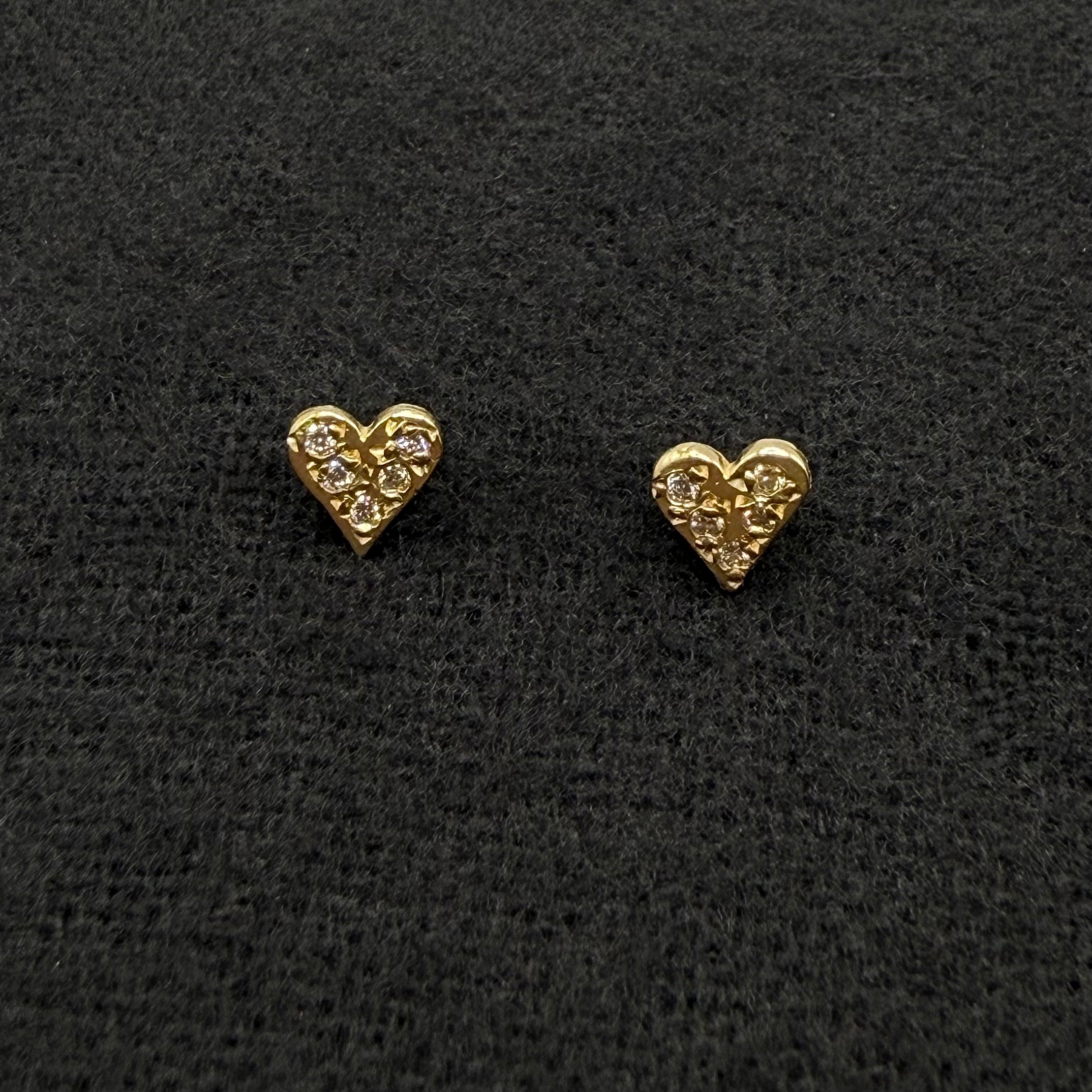 Pave Diamond Heart Stud - 14 Karat Gold