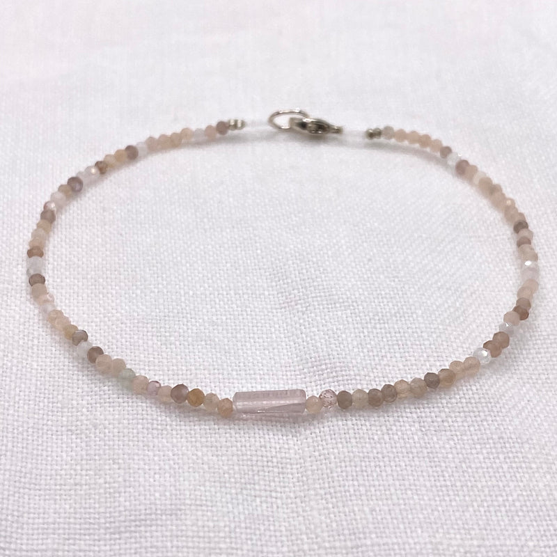 Bracelet with Multi Moonstone, Tourmaline - Sterling Silver