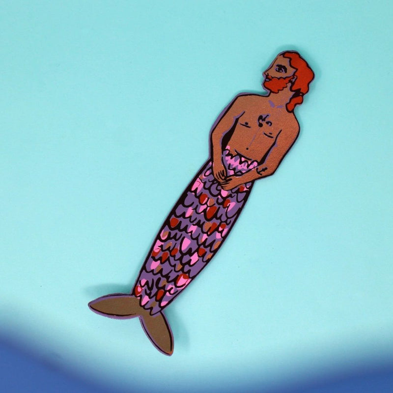 Mer-Man Leather Bookmark - Lilac