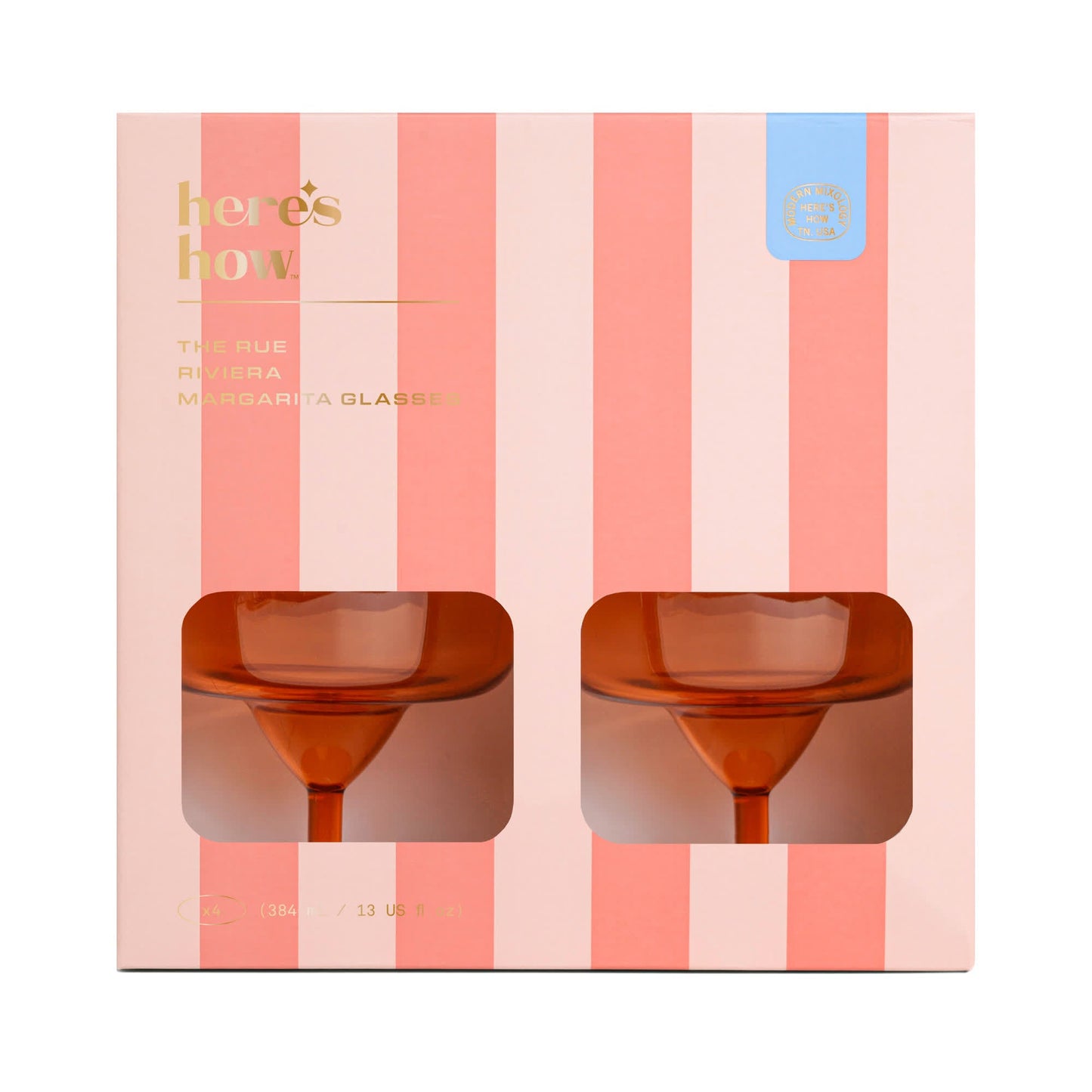 The Rue Margarita Glass - Set of 4 - Orange