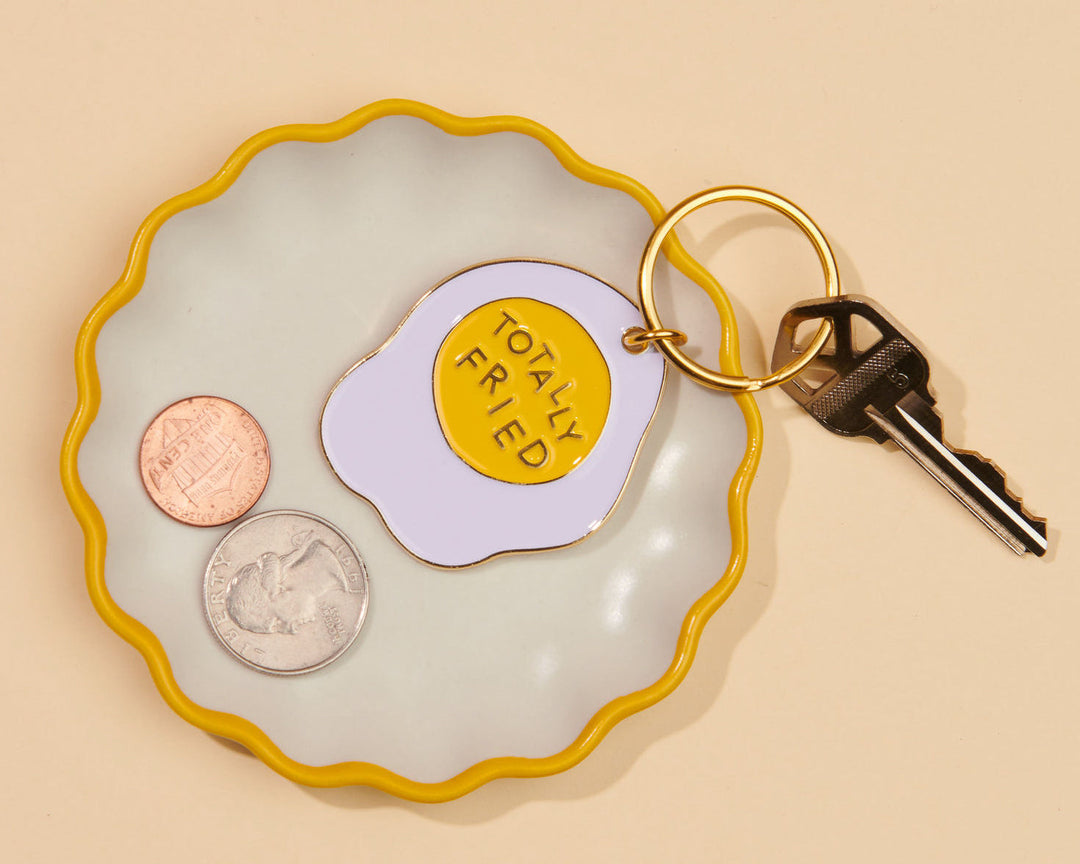 Totally Fried Egg Enamel Food Keychain
