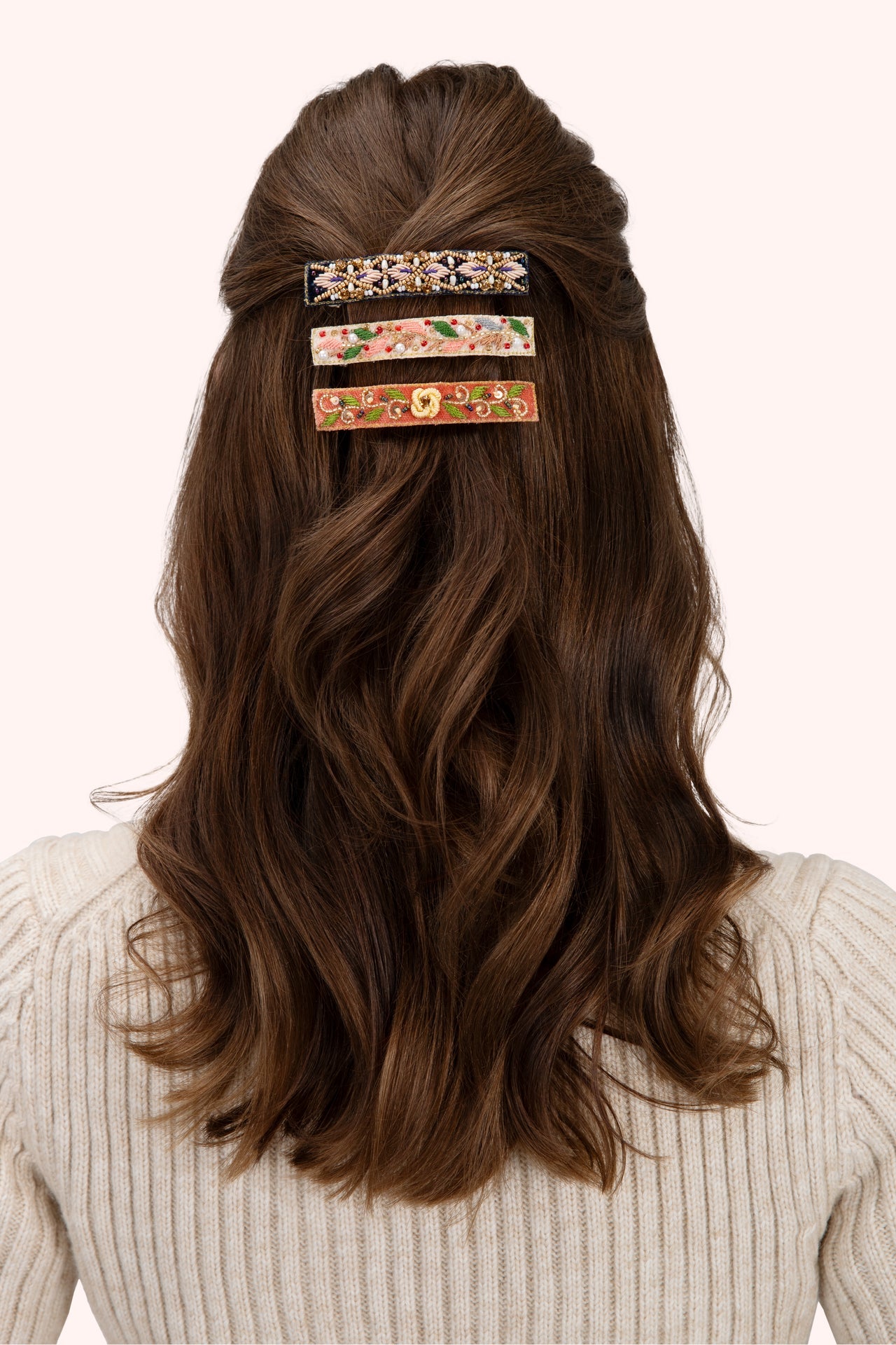 Hair Barette - Chocolate & Mustard