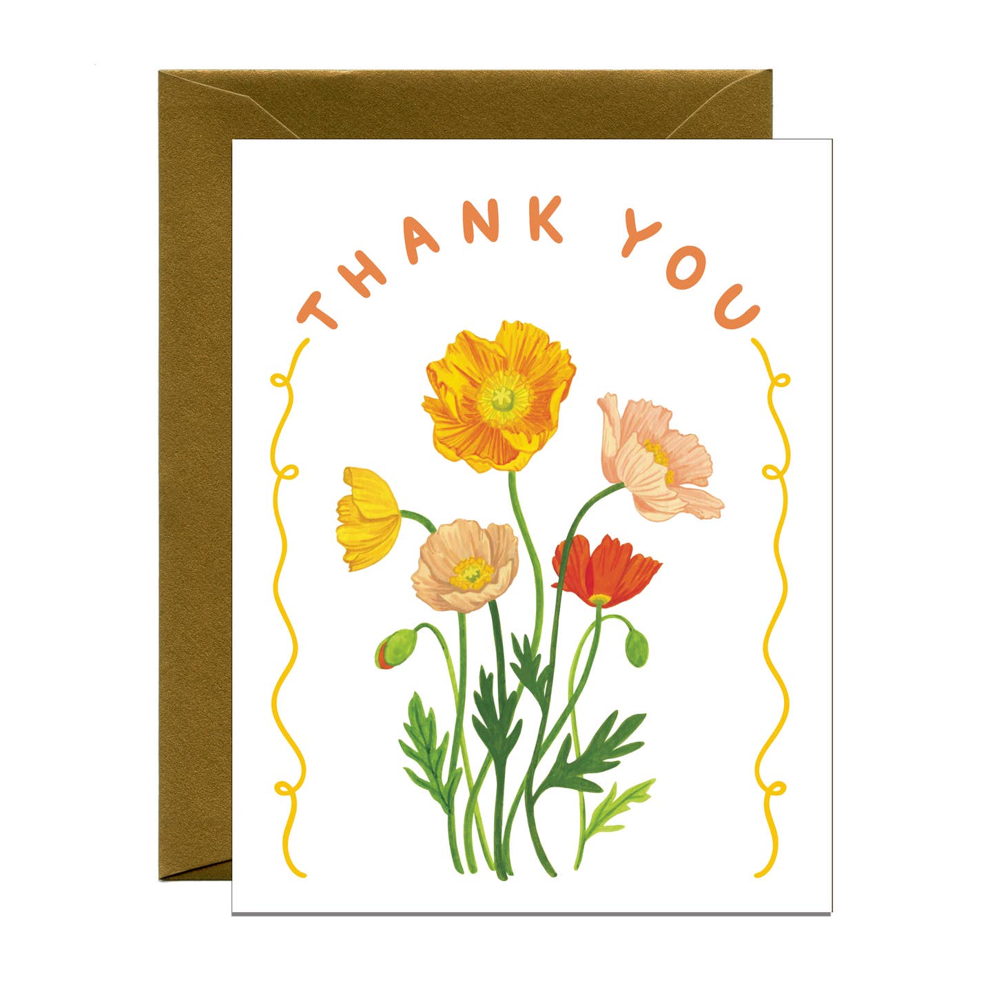 Poppies Pink and Orange Thank You Card