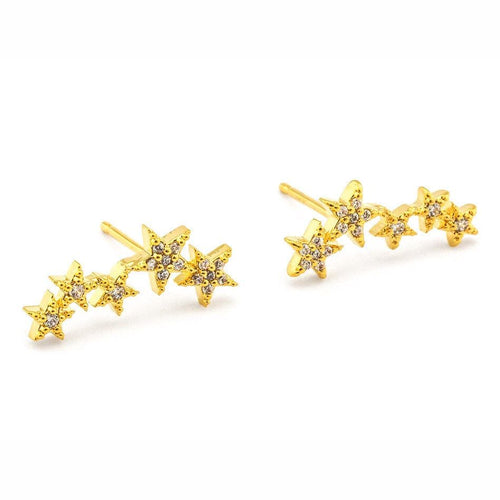 Load image 1 in gallery view. Pave 5 Star Earrings