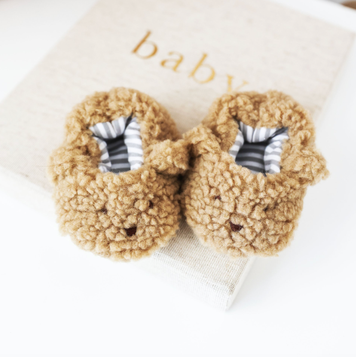 Sherpa Bear Booties - Caramel