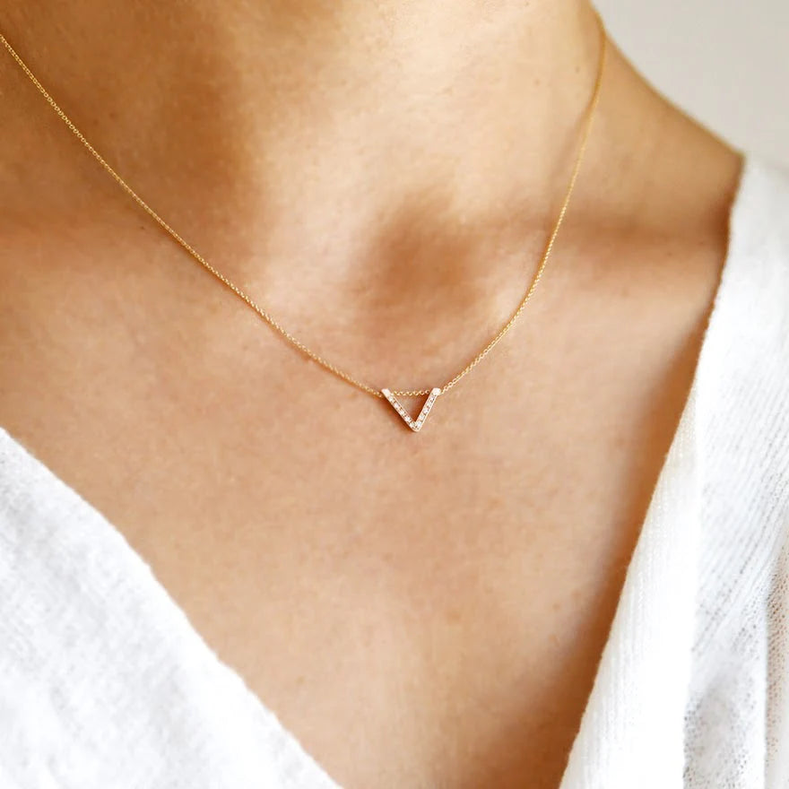 Pavé Intersection 14 Karat Gold & Diamond Necklace