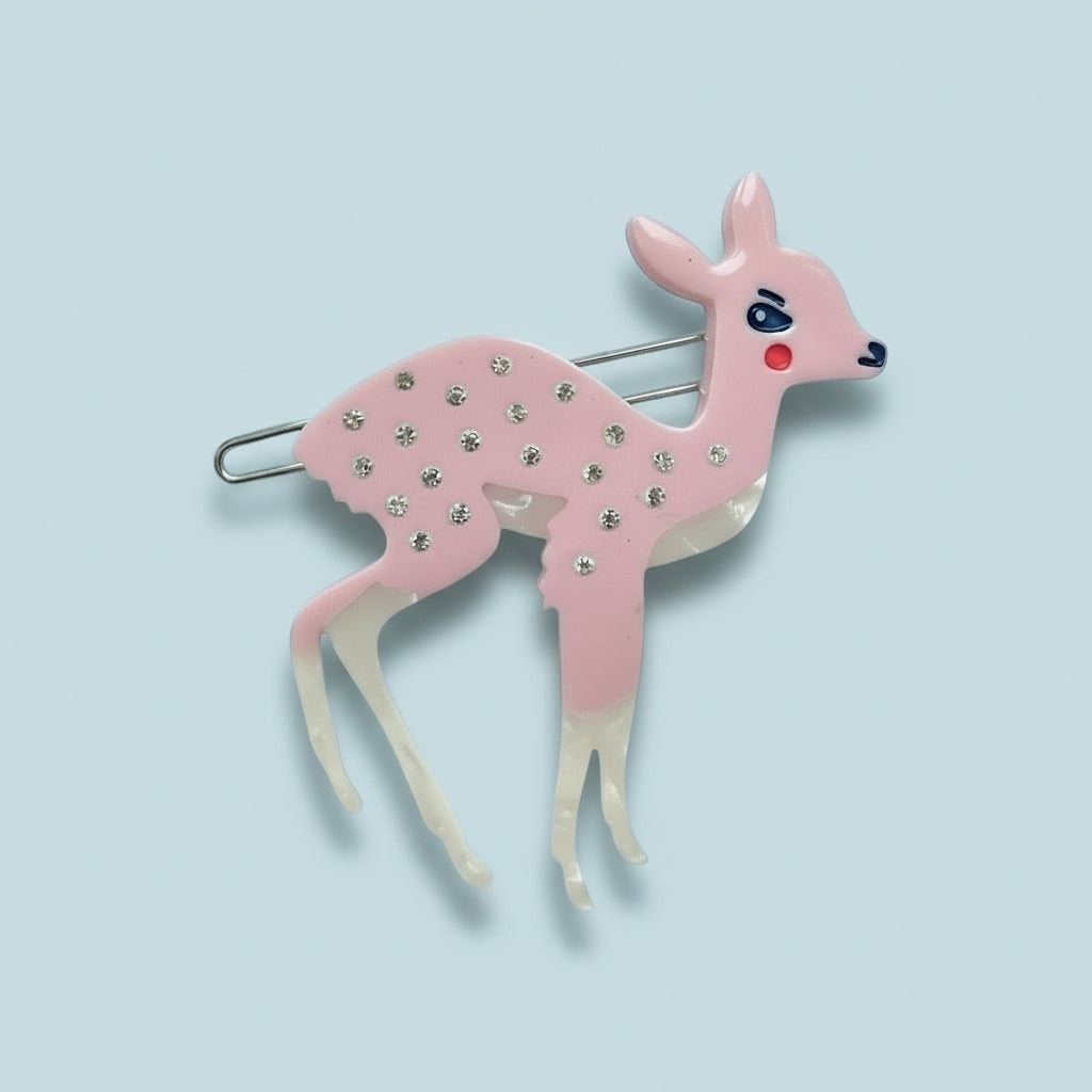 Pink Deer Hair Clip
