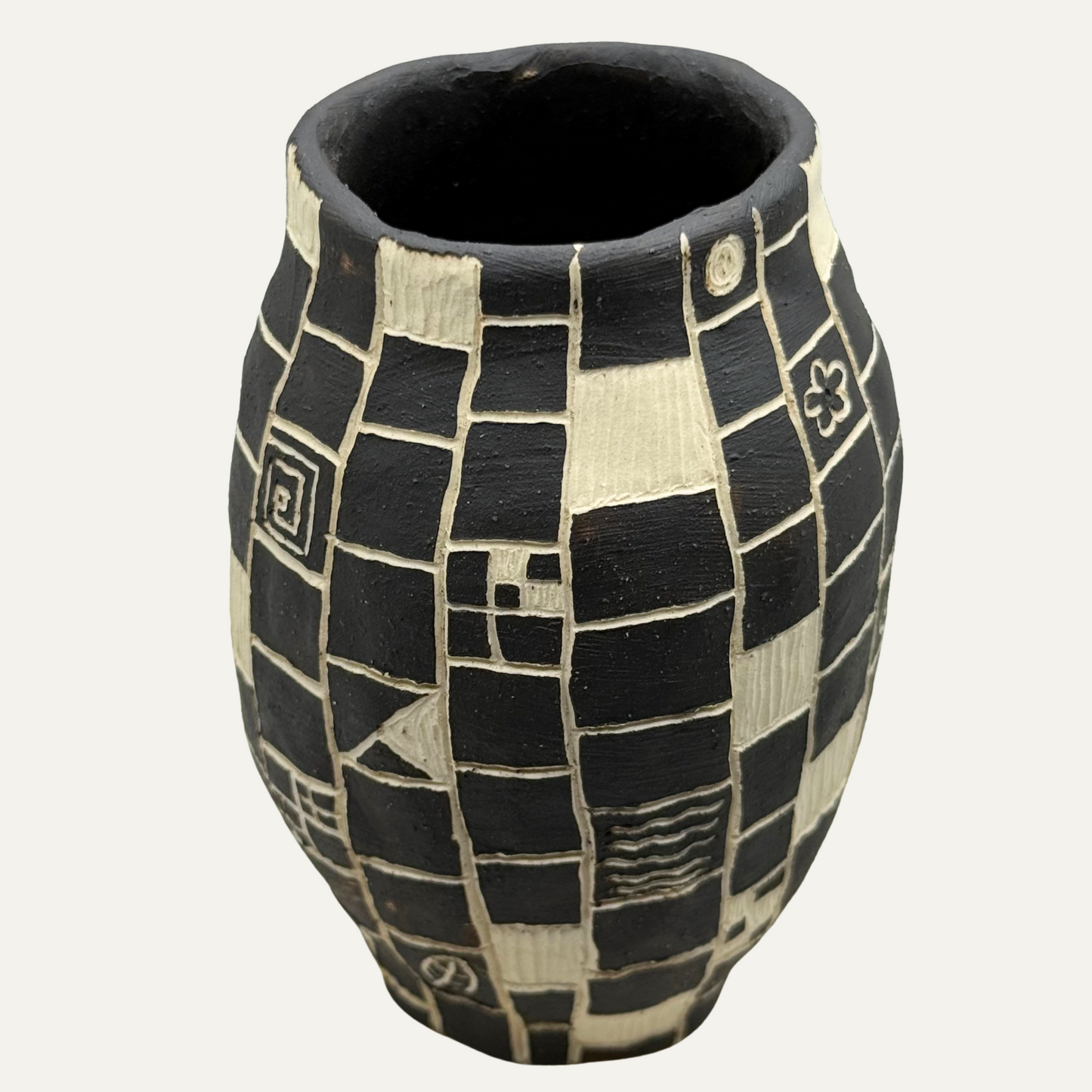 Black & White Mosaic Vase