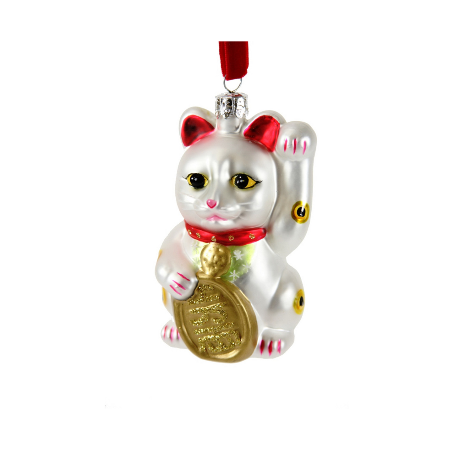 Lucky Cat Ornament - White