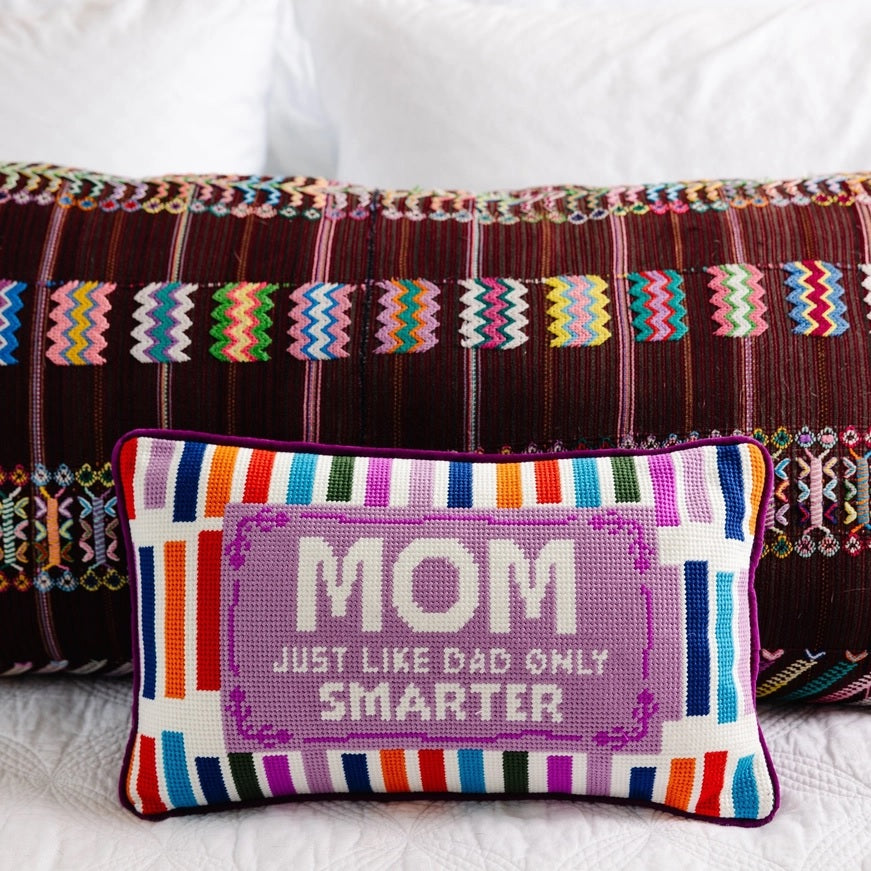 Mom Rules Needlepoint Pillow