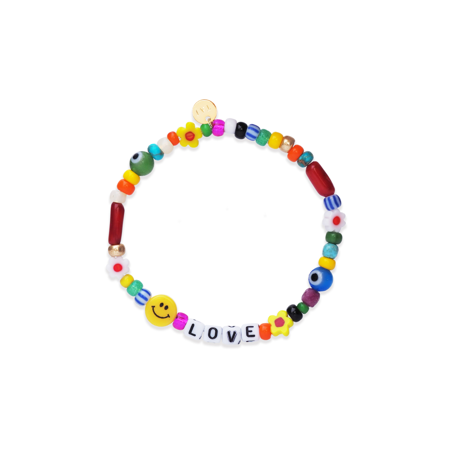 Handmade Beaded Mixed Media Bracelet - Love