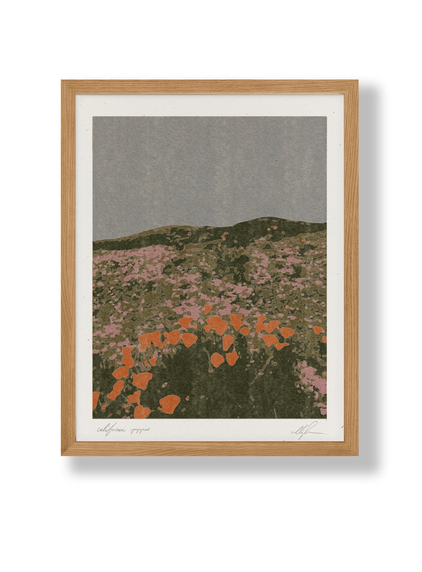 California Poppies Print - 11 x 14 - Framed Natural