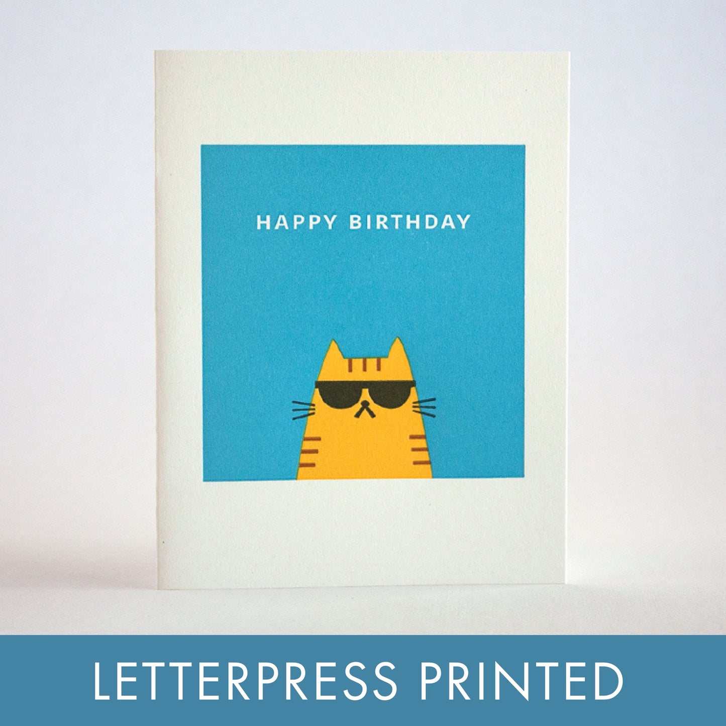 Cool Cat Birthday Letterpress Card