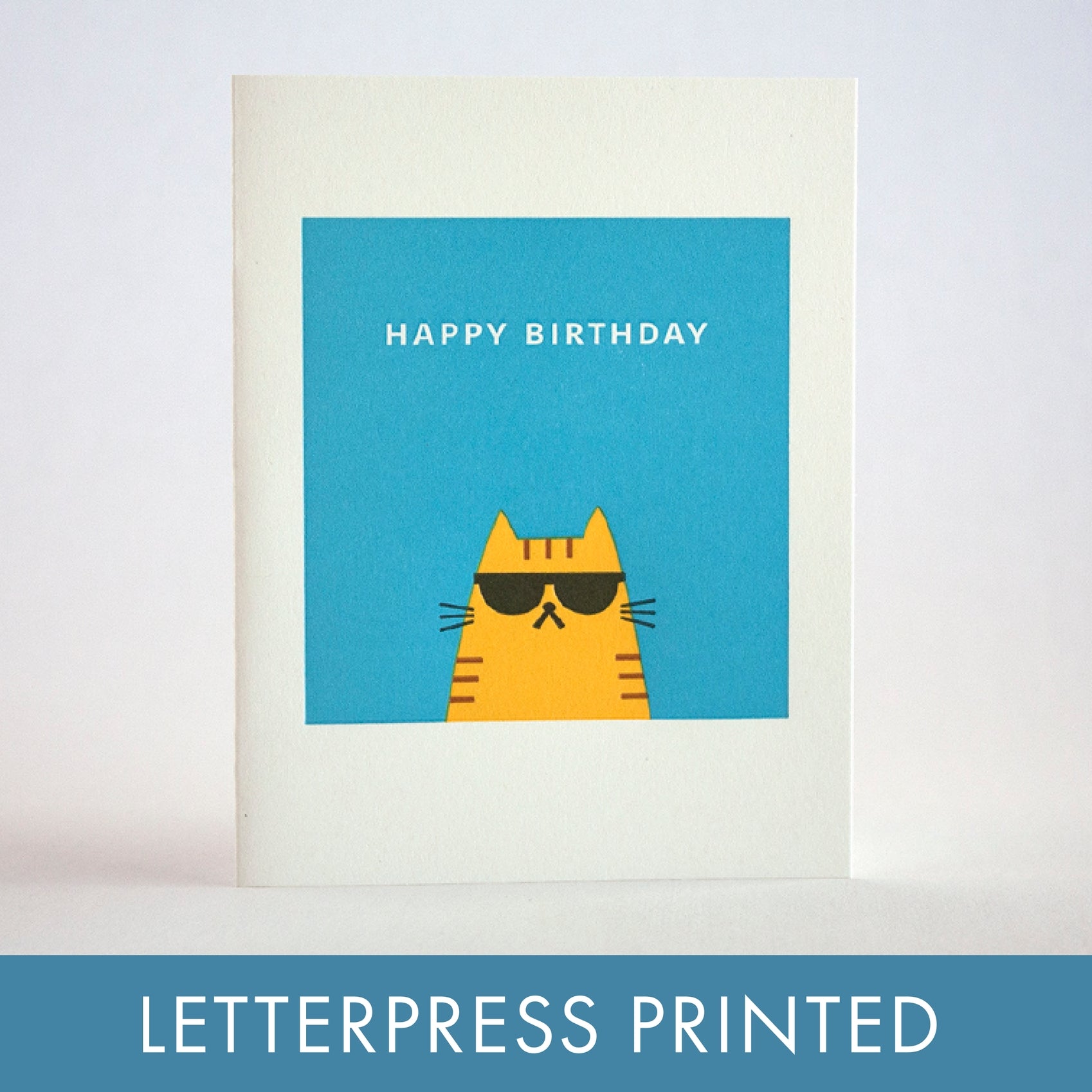 Cool Cat Birthday Letterpress Card