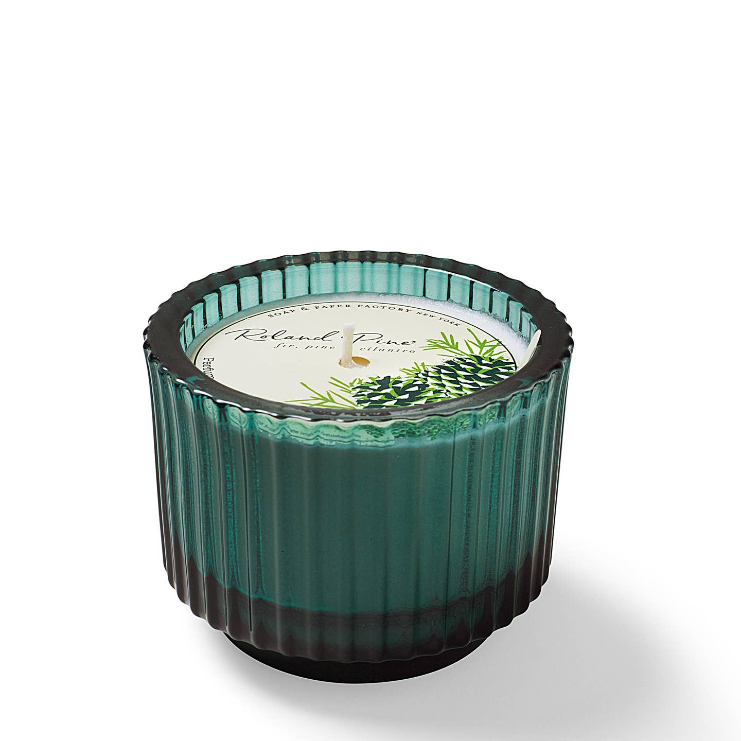 Roland Pine Single-Wick Ribbed Glass Candle - Green 6 oz