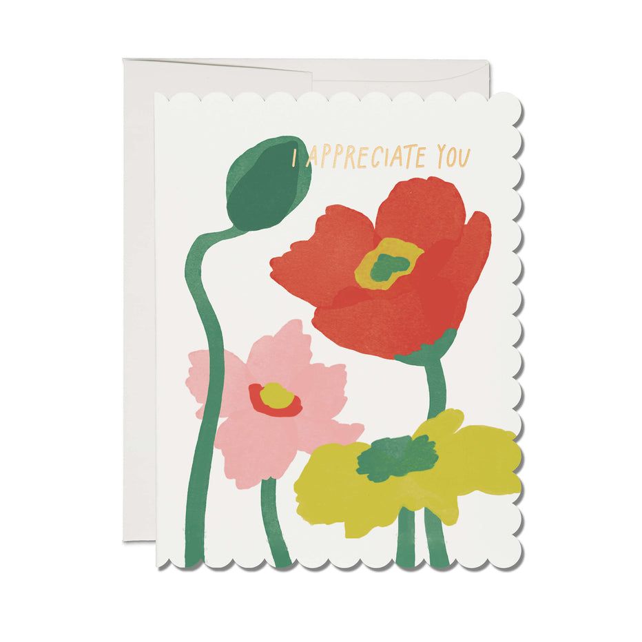 Scalloped Poppy Greeting Card
