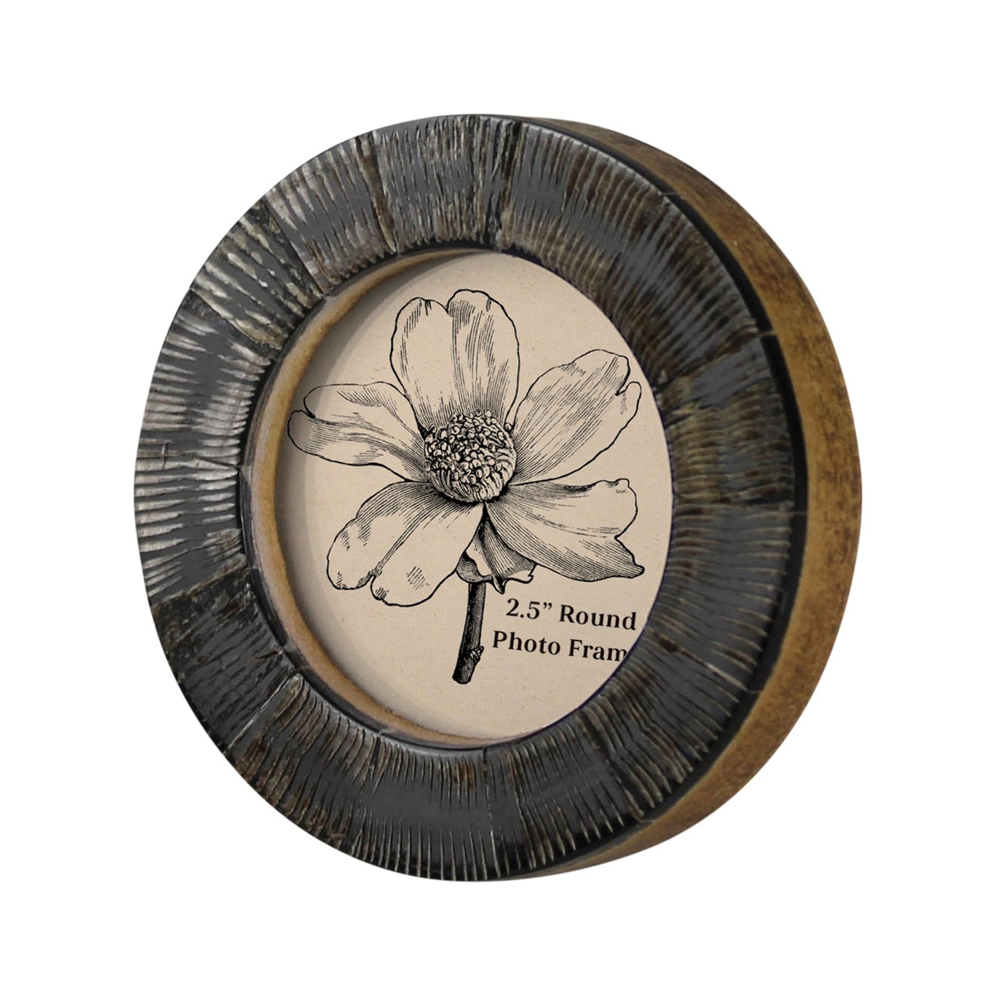 Picture Frame Round, Resin 3x3 - Chagrin Horn