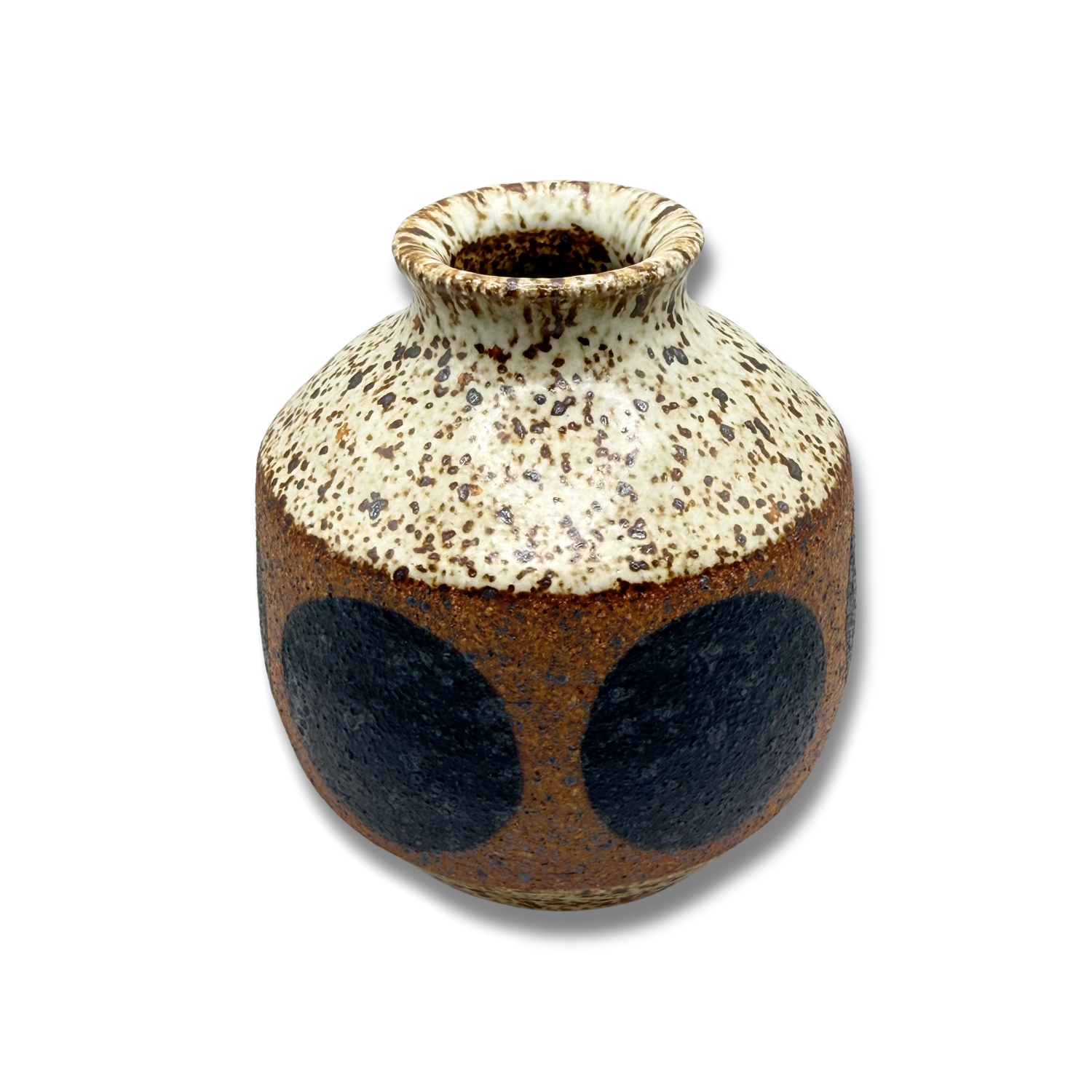 4.5" Vase - Blue Circle &. Speckled White
