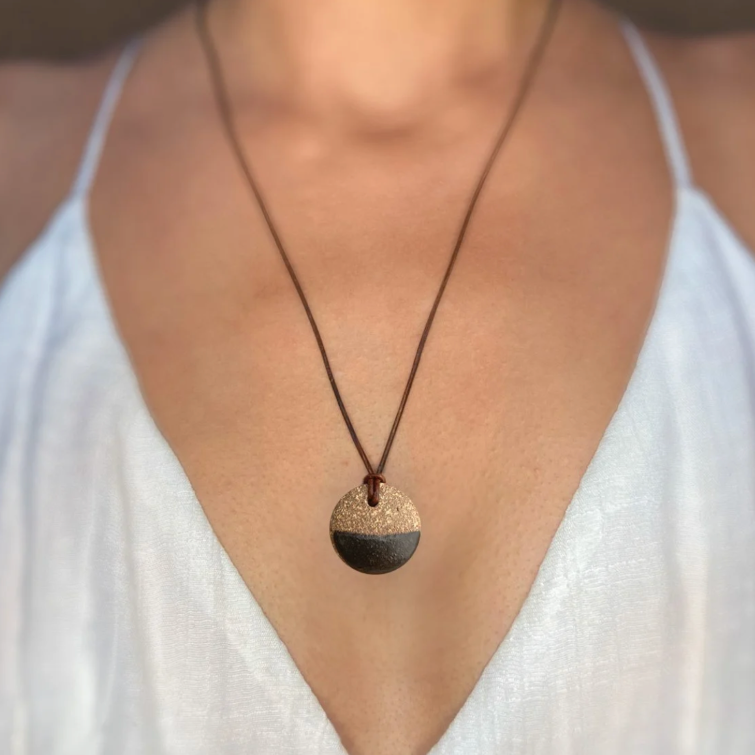 I Am Whole - Small Disk Pendant Necklace - Black