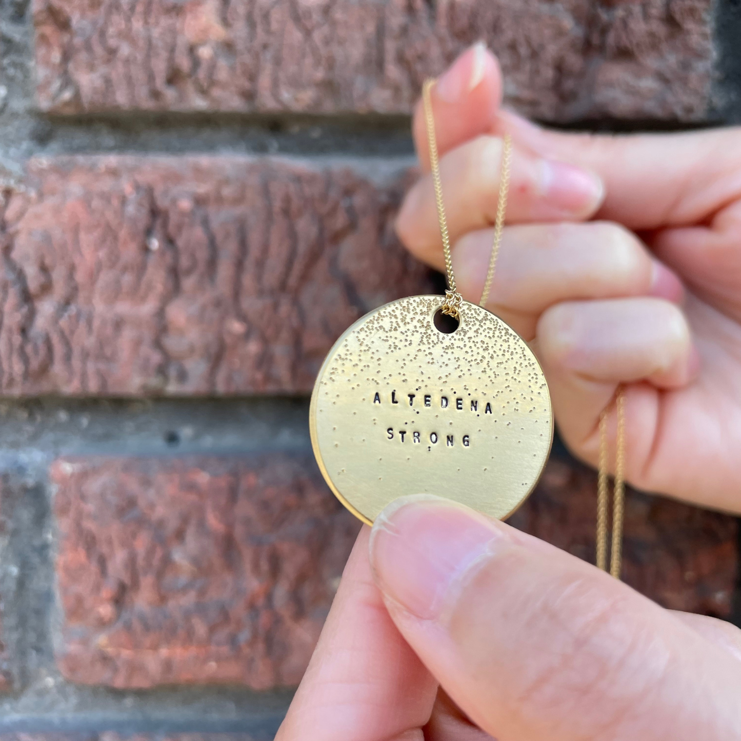 Large Gold Diamond Dusted Pendant - Altadena Strong