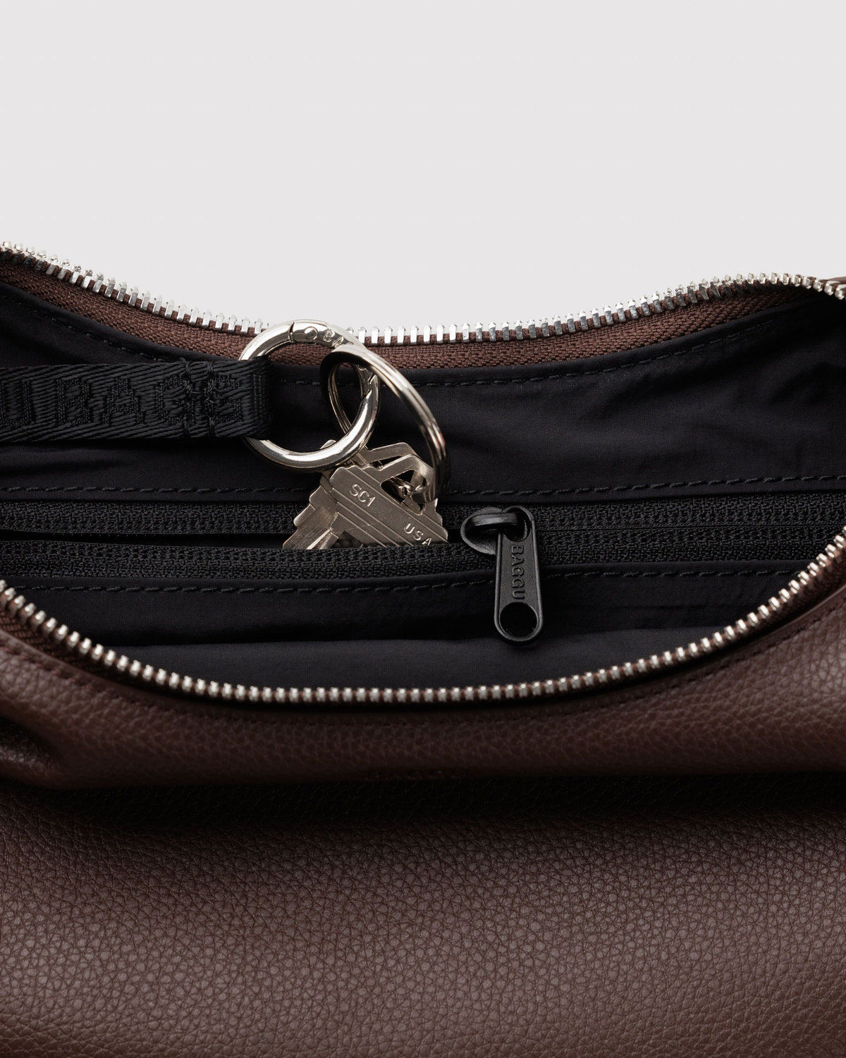 Small Recycled Leather Flat Crescent