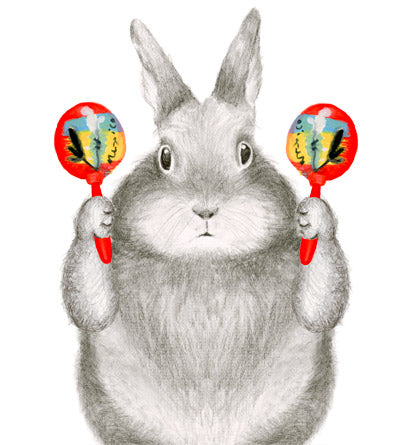 Bunny with Maracas Card