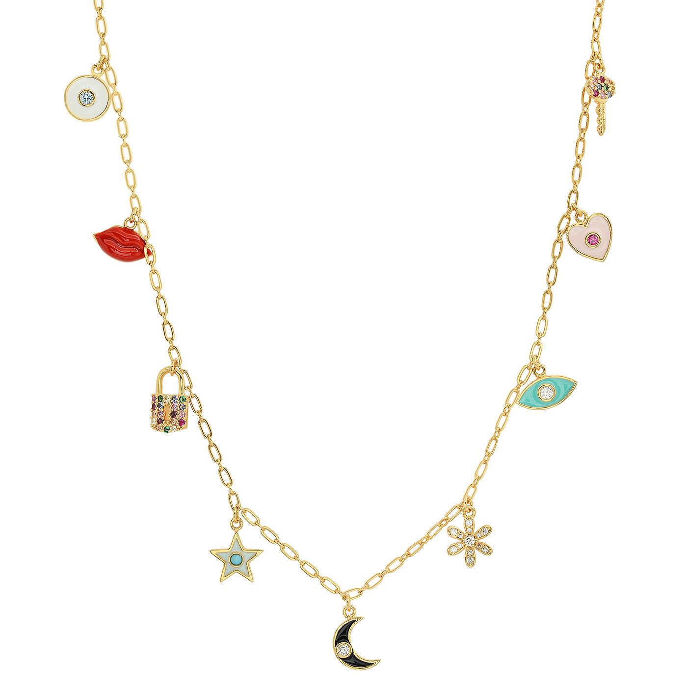 Multi Enamel Charm Necklace - Gold Tai Jewelry