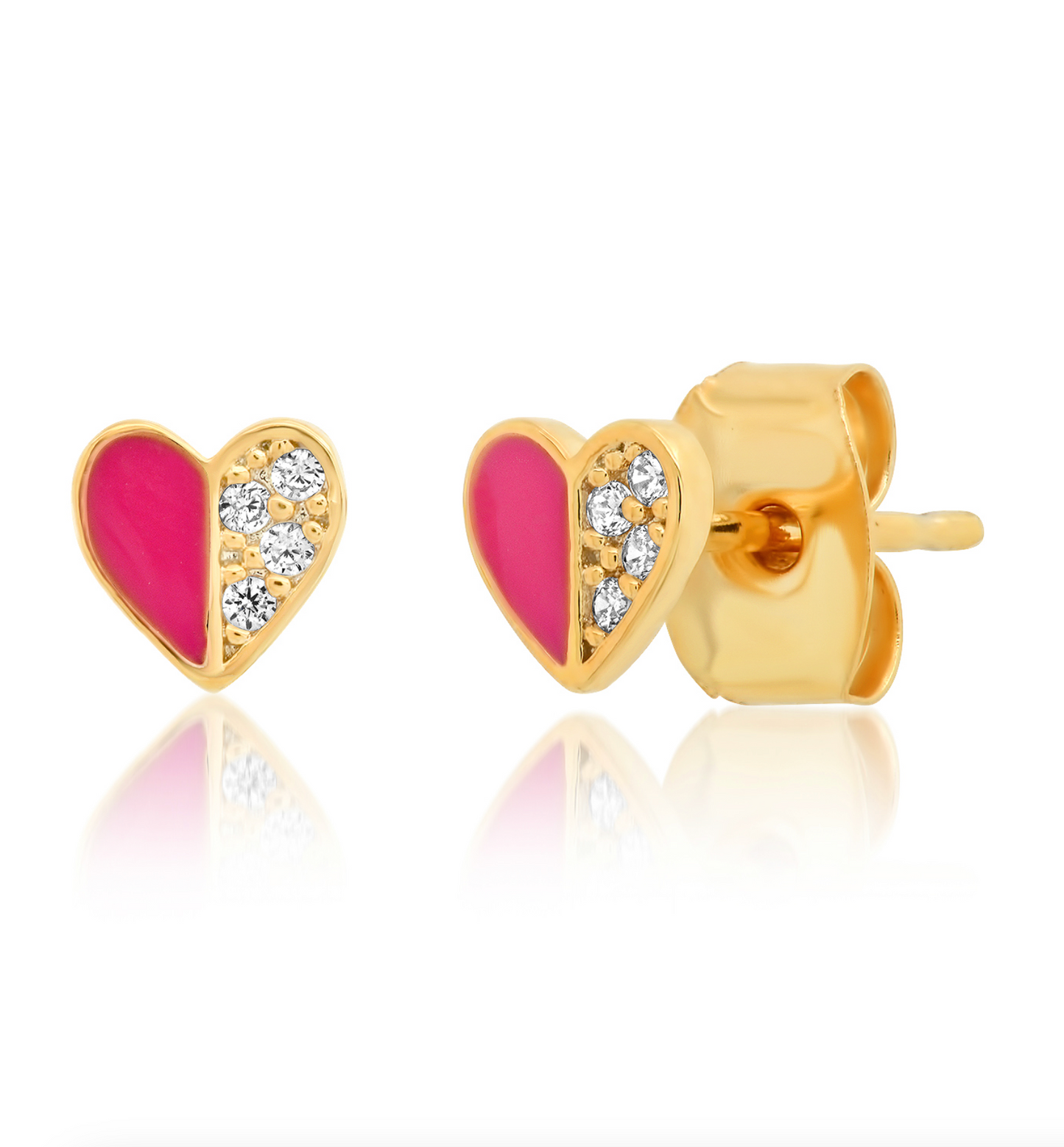 Heart Enamel Studs with Pave Accents Tai Jewelry