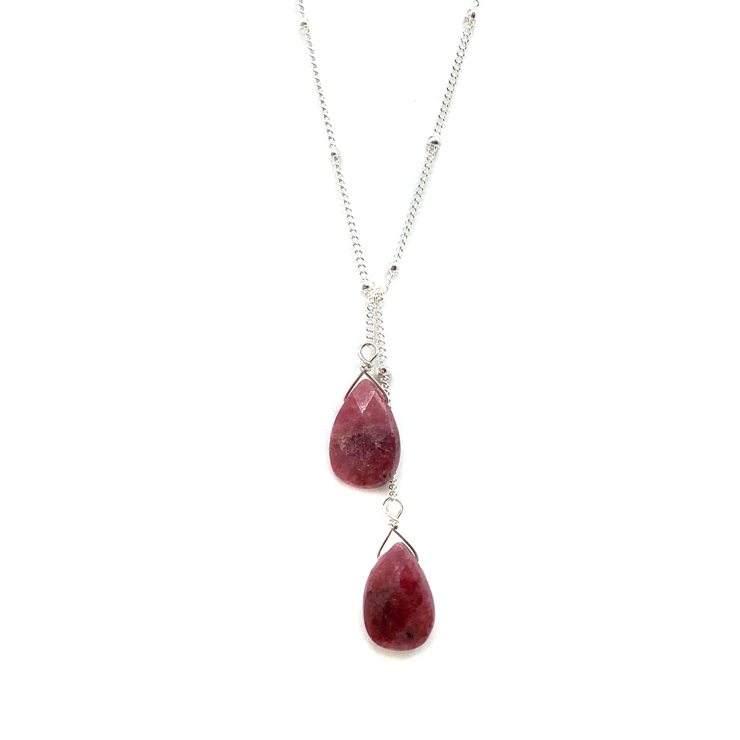 Wasabi Jewelry Lariat Necklace - Sterling Silver w/Stone