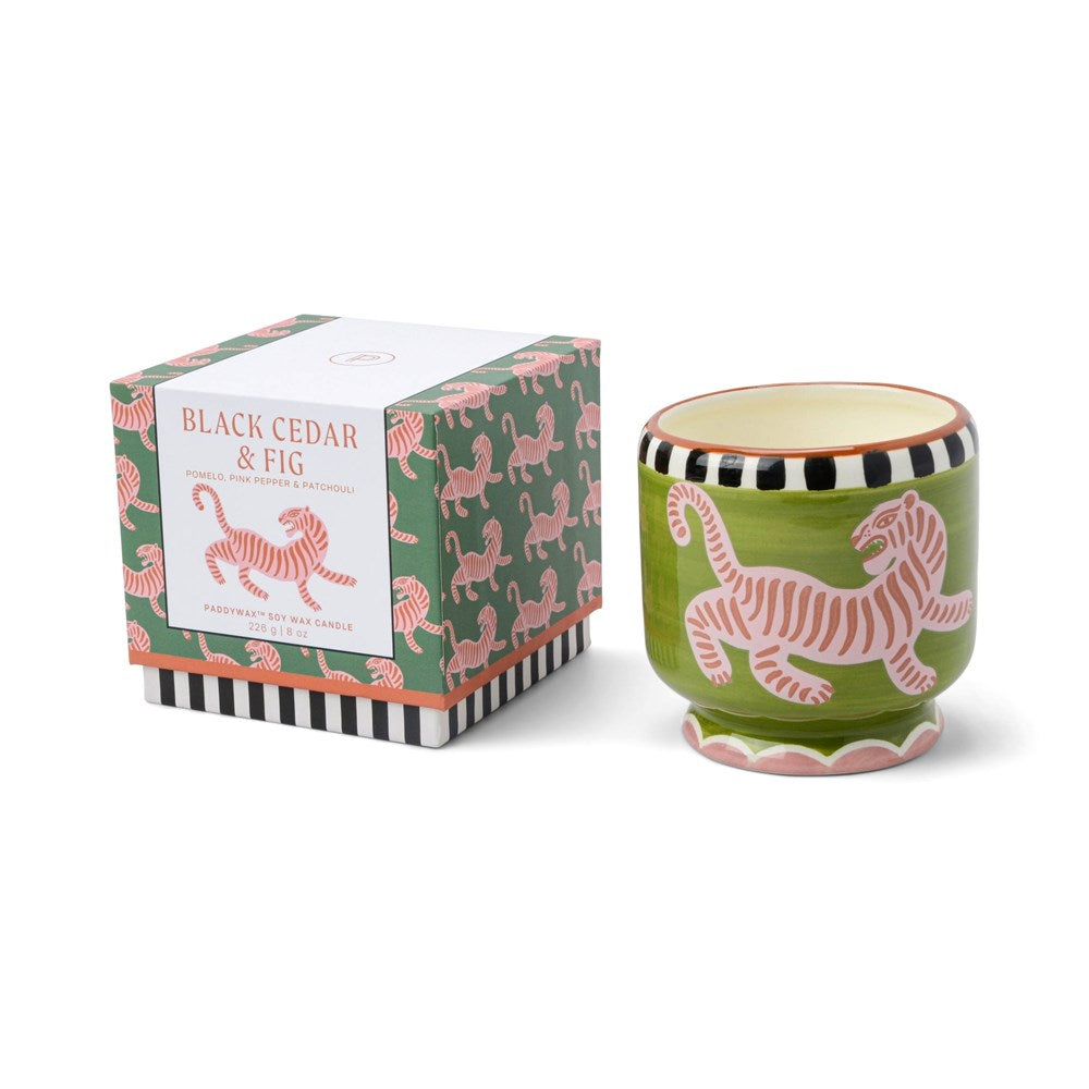 A Dopo Tiger Ceramic Candle -  Black Cedar & Fig Paddywax