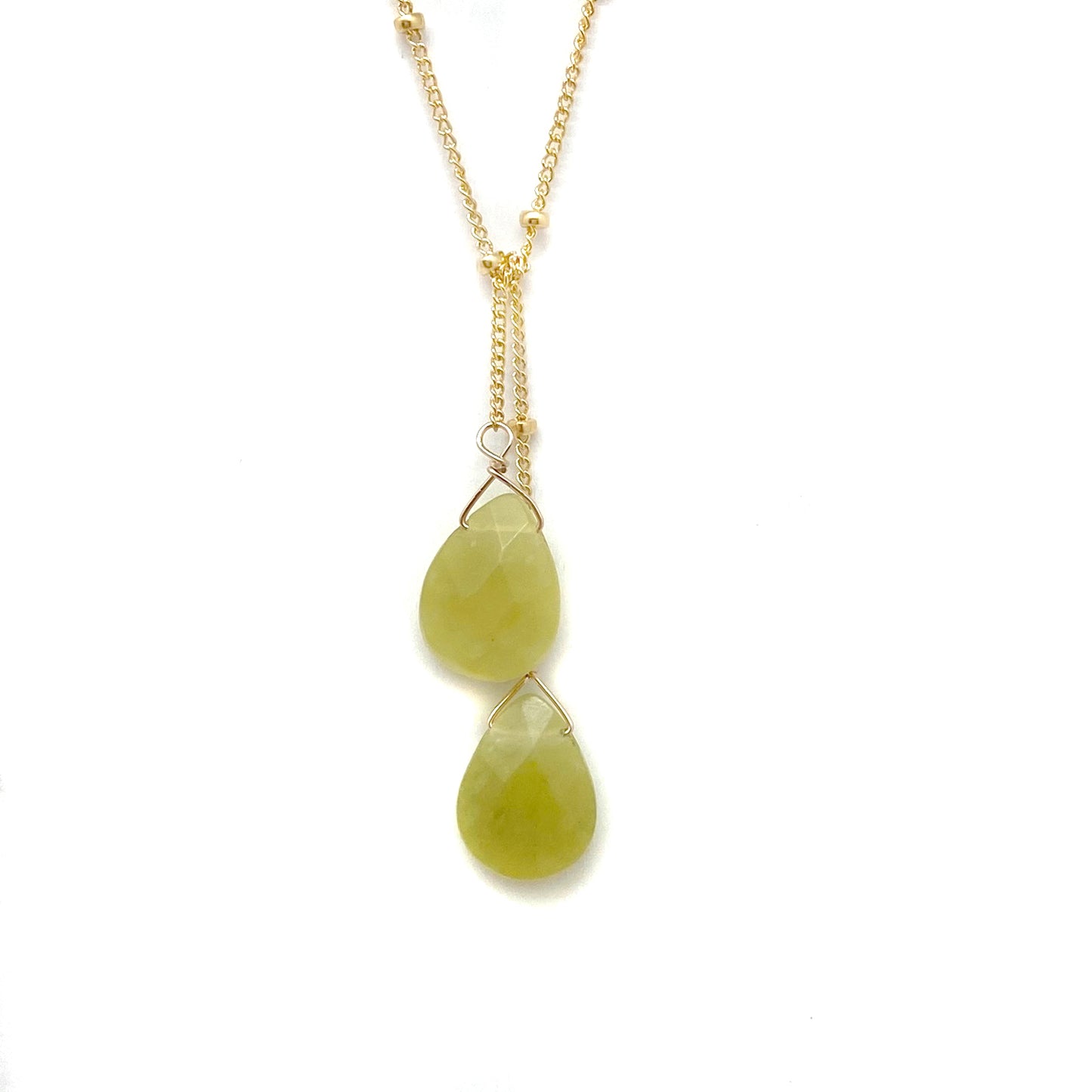 Wasabi Jewelry Lariat Necklace - Gold Filled w/Stone Drops