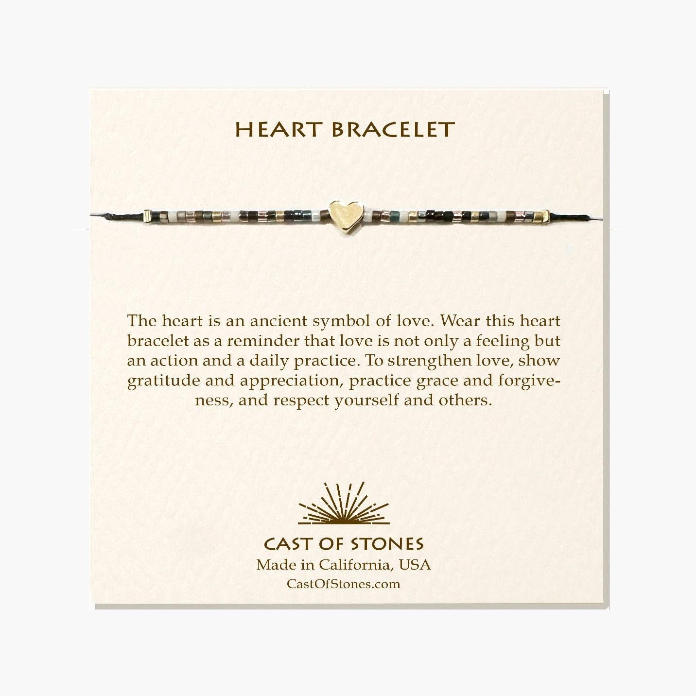Beaded Heart Bracelet - Neutral Cast of Stones