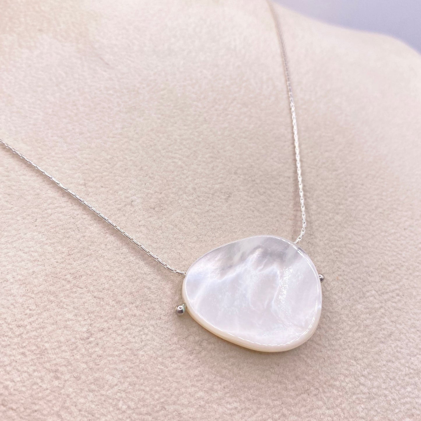 Large Mother of Pearl on Sterling Silver Chain Serena Kojimoto