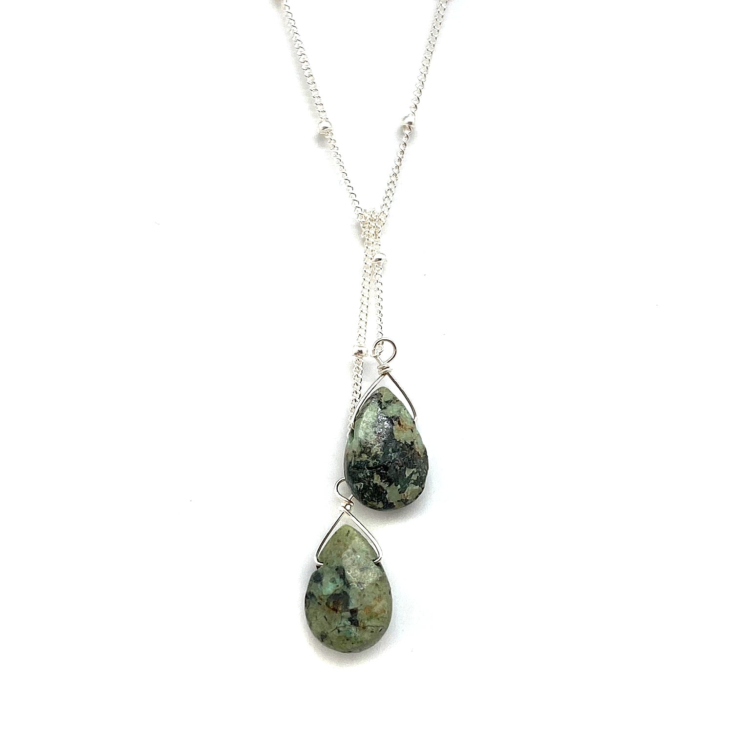 Wasabi Jewelry Lariat Necklace - Sterling Silver w/Stone