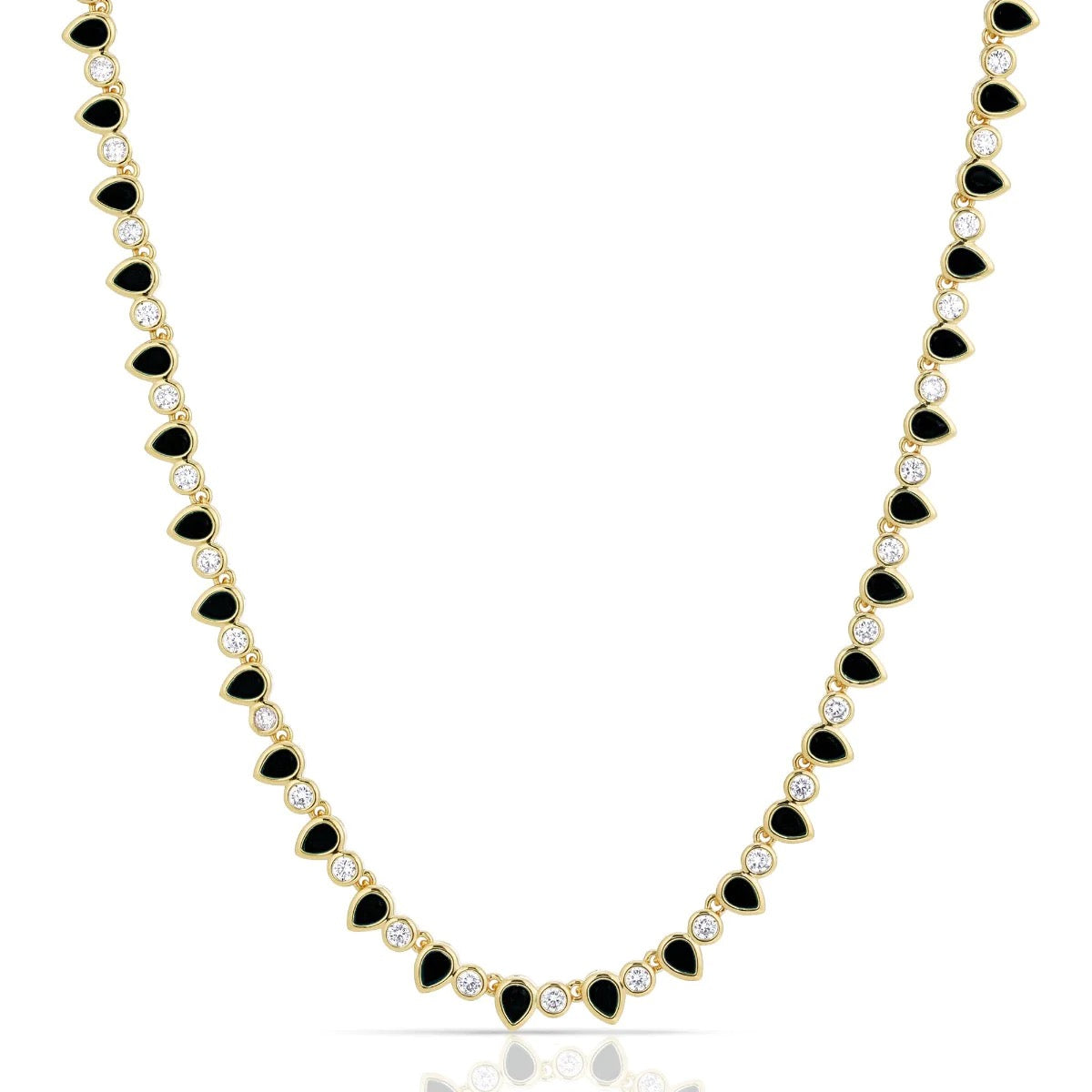 Teardrop Tennis Necklace - Black