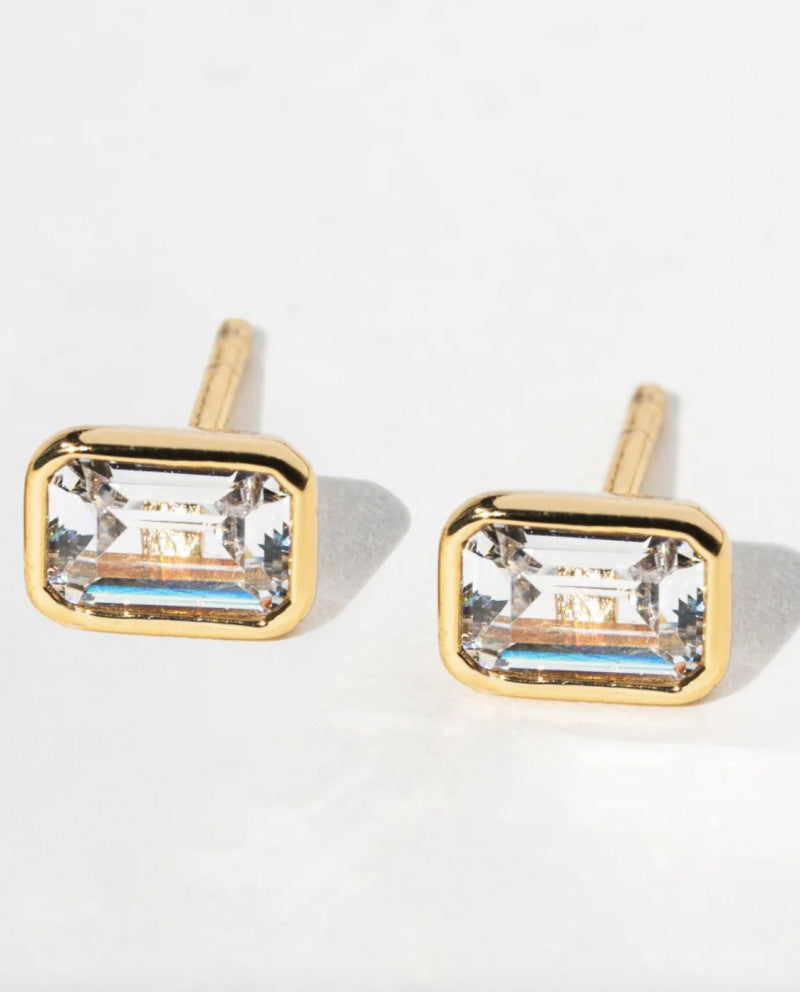 Emerald Cut Bezel Studs