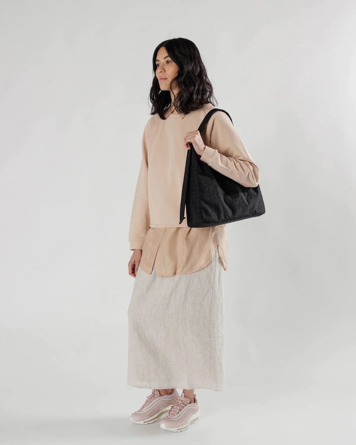 Nylon Shoulder Bag - Black Baggu