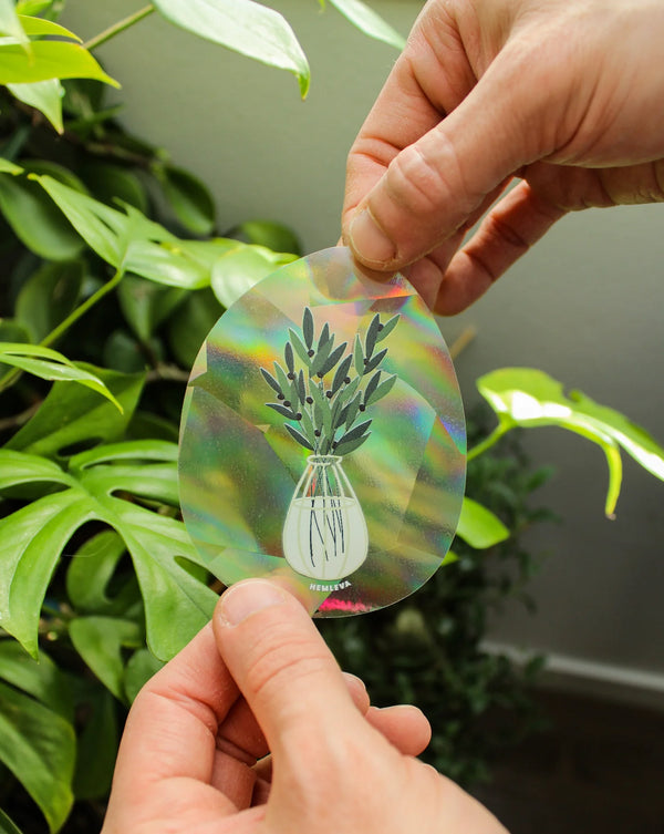 Olive Branch In Vase Suncatcher