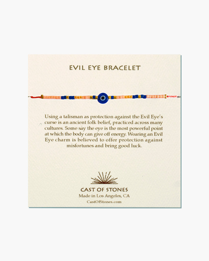 Evil Eye Bracelet -  Peach & Cobalt Cast of Stones