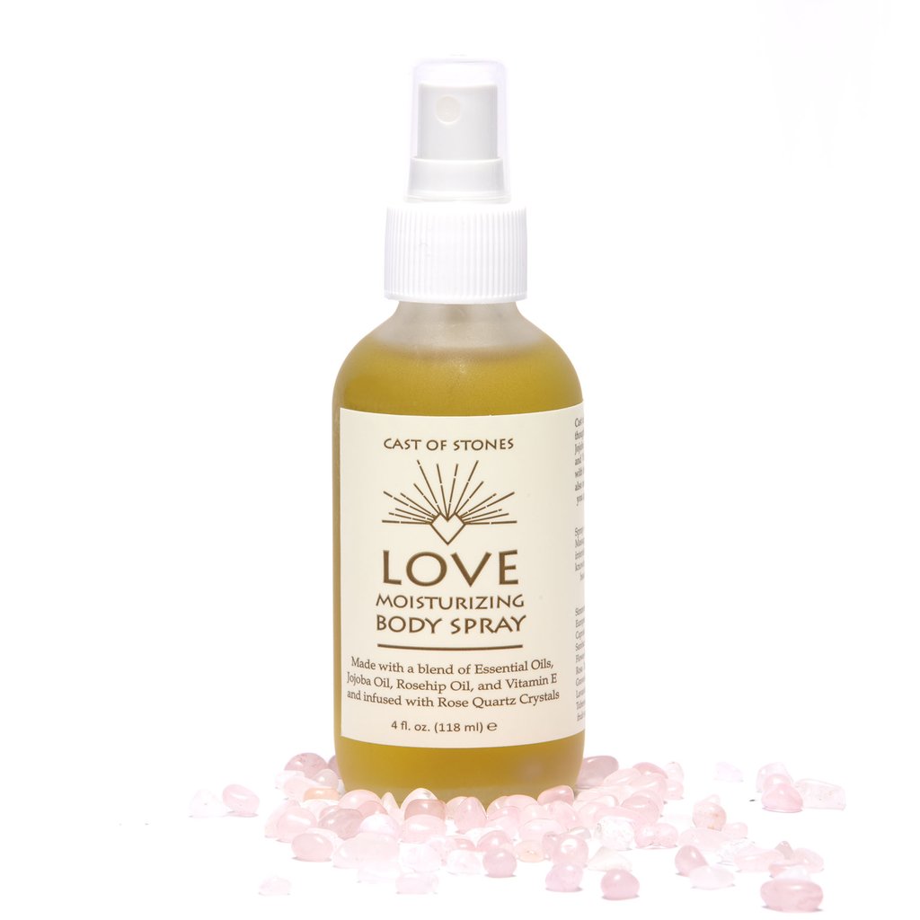 Love Moisturizing Spray with Rose Quartz Crystals Cast of Stones