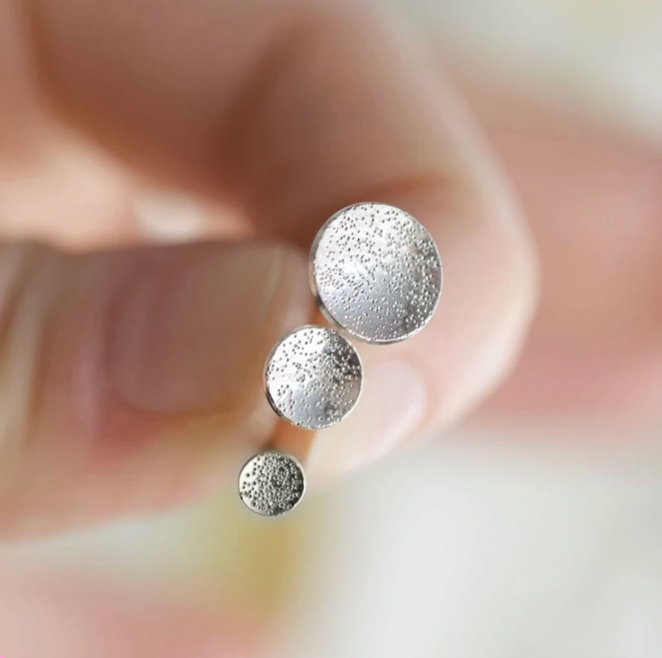 Diamond Dusted Dot Studs - Medium 1/4" - Sterling Silver