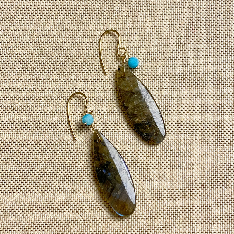 Smooth Labradorite Teardrop Earring