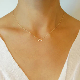 Mini "X" Necklace - 14 Karat Gold - 16"