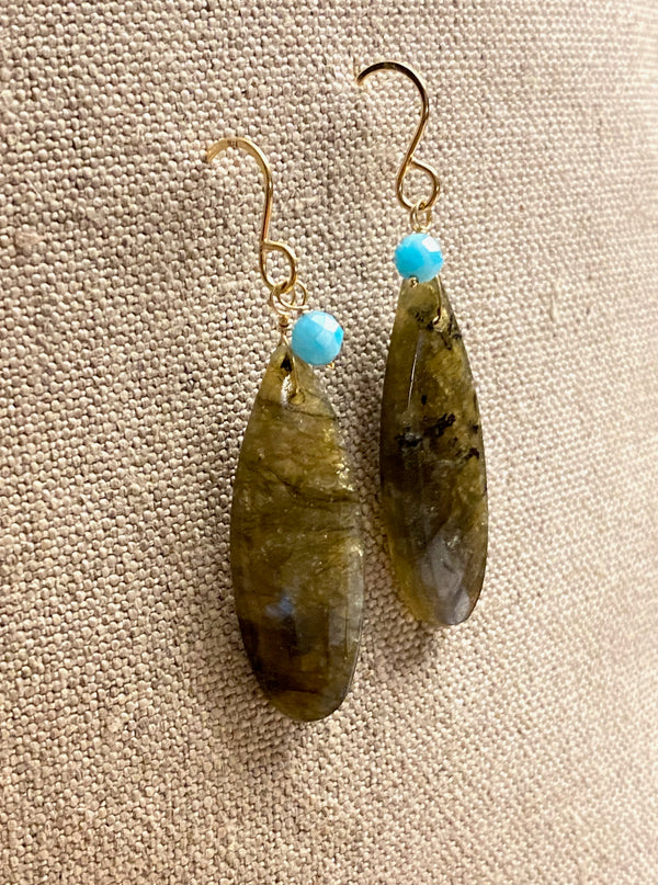 Smooth Labradorite Teardrop Earring