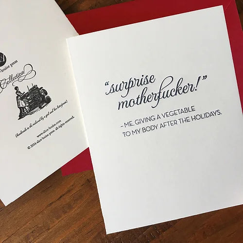 Surprise Motherfucker Holiday Card Alice-Louise Letterpress