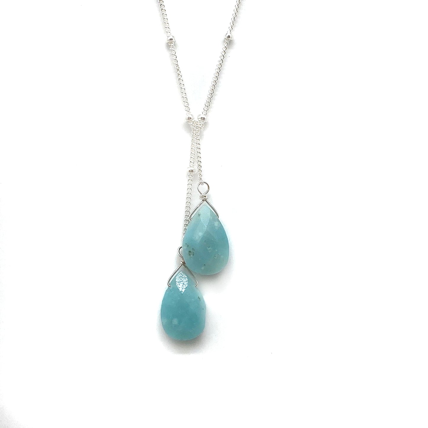 Wasabi Jewelry Lariat Necklace - Sterling Silver w/Stone