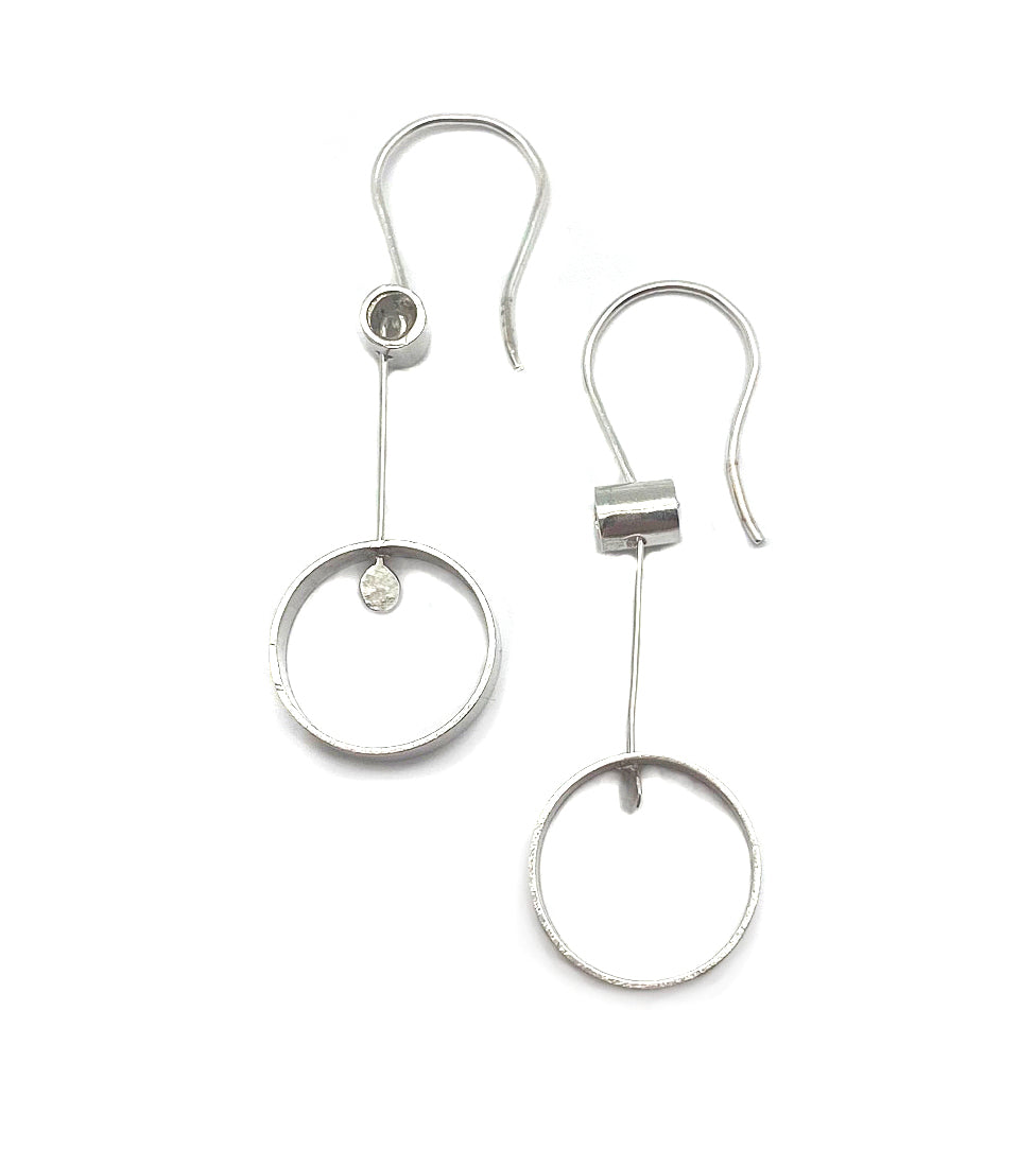 Tube Pivot Earrings in Sterling Silver