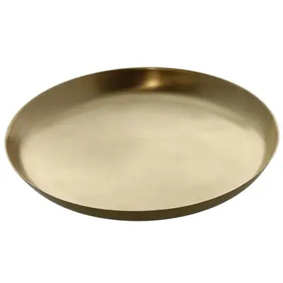 Round Satin Tray in Brushed Brass