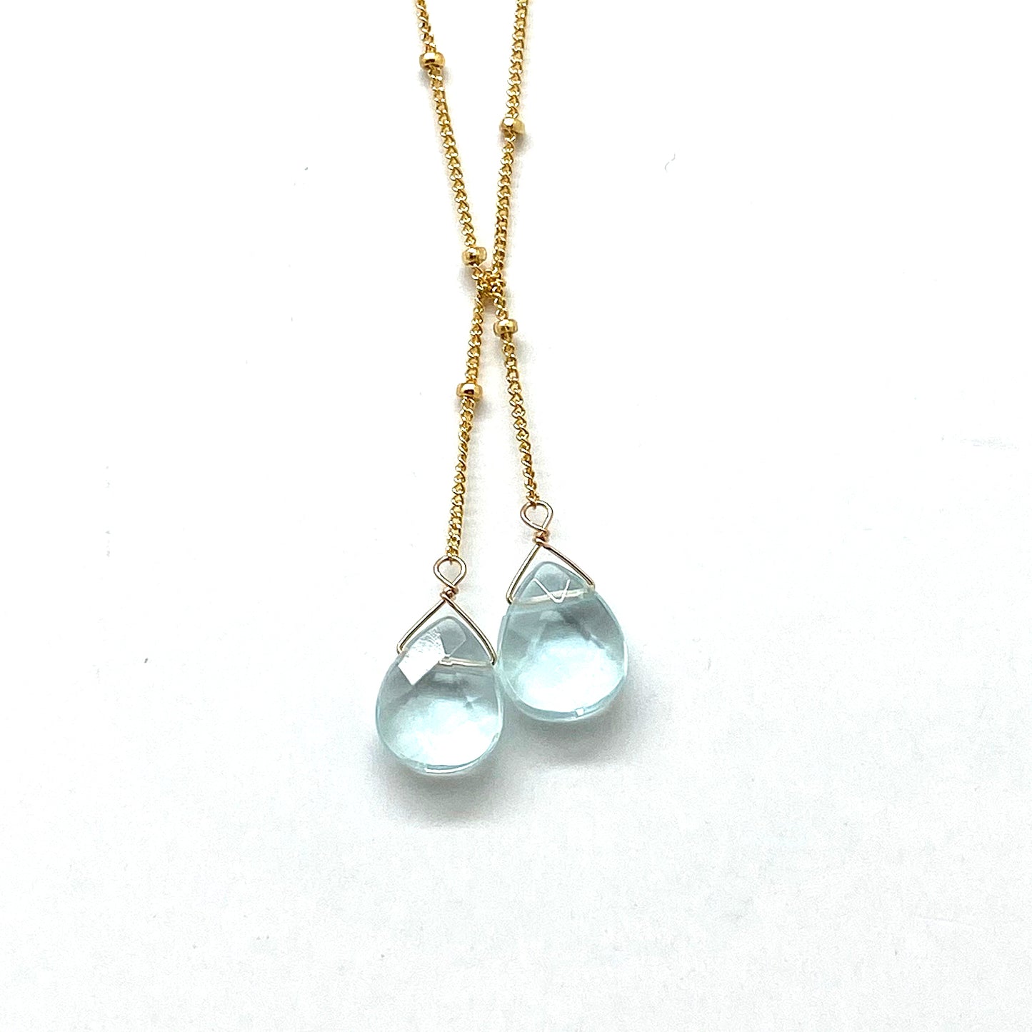 Wasabi Jewelry Lariat Necklace - Gold Filled w/Stone Drops